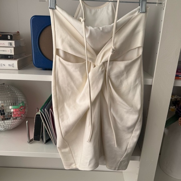 H:OURS Revolve Niles White Twist Cutout Back Halter Dress - Picture 6 of 7